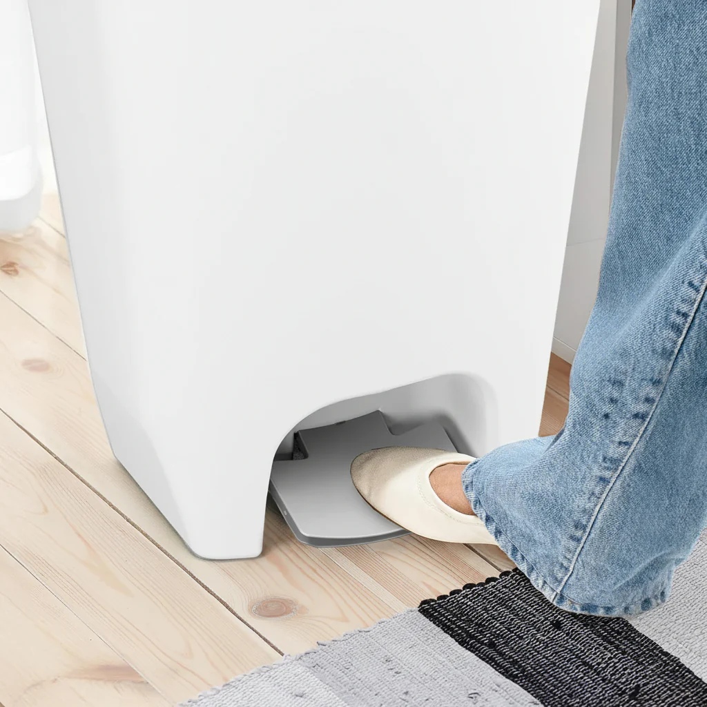 13 Gallon White Kitchen Trash Can Step Pedal Odor Protection - Image 6