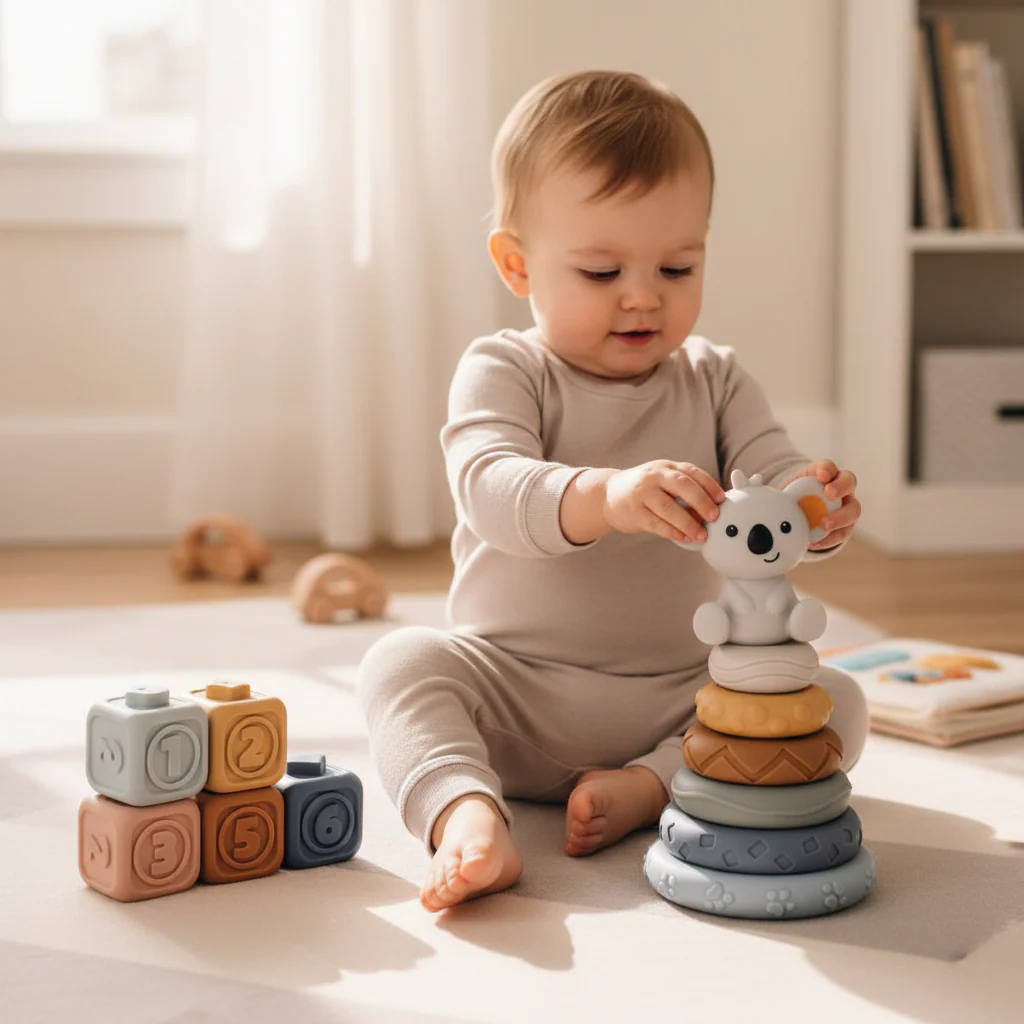 Baby Stacking Toy Sensory Teething Cubes Soft Educational Blocks - Image 5