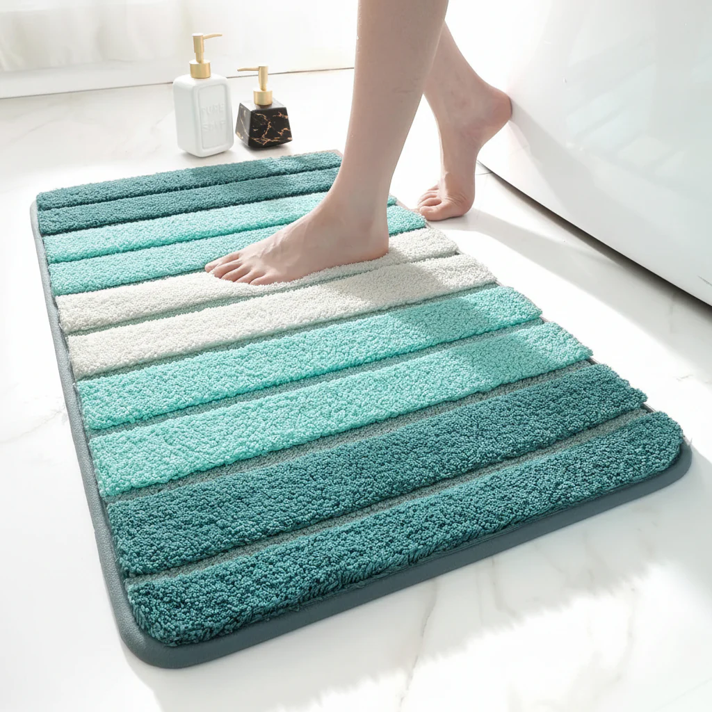 Bath Mat Non Slip Microfiber Absorbent Bathroom Floor Rug - Image 4