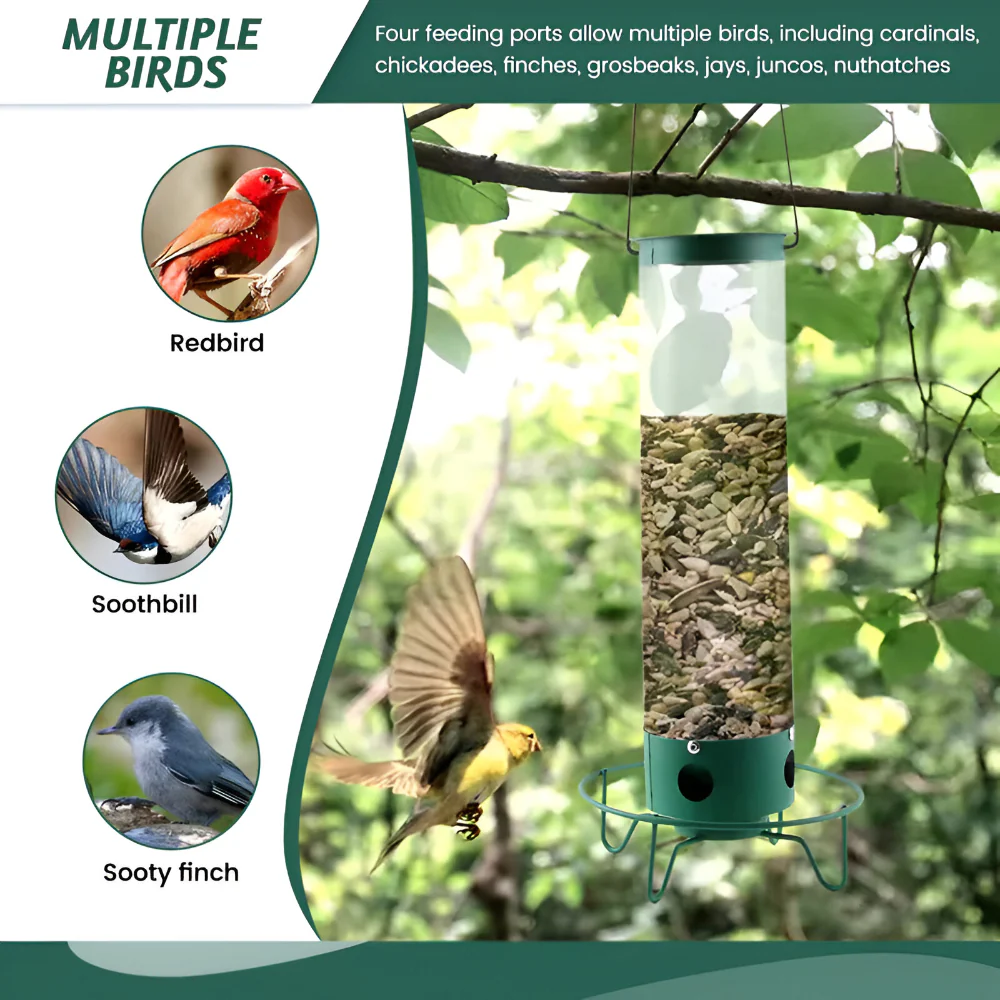 Bird Feeder Metal Squirrel Proof Hanging Outdoor Backyard Tube - Image 13