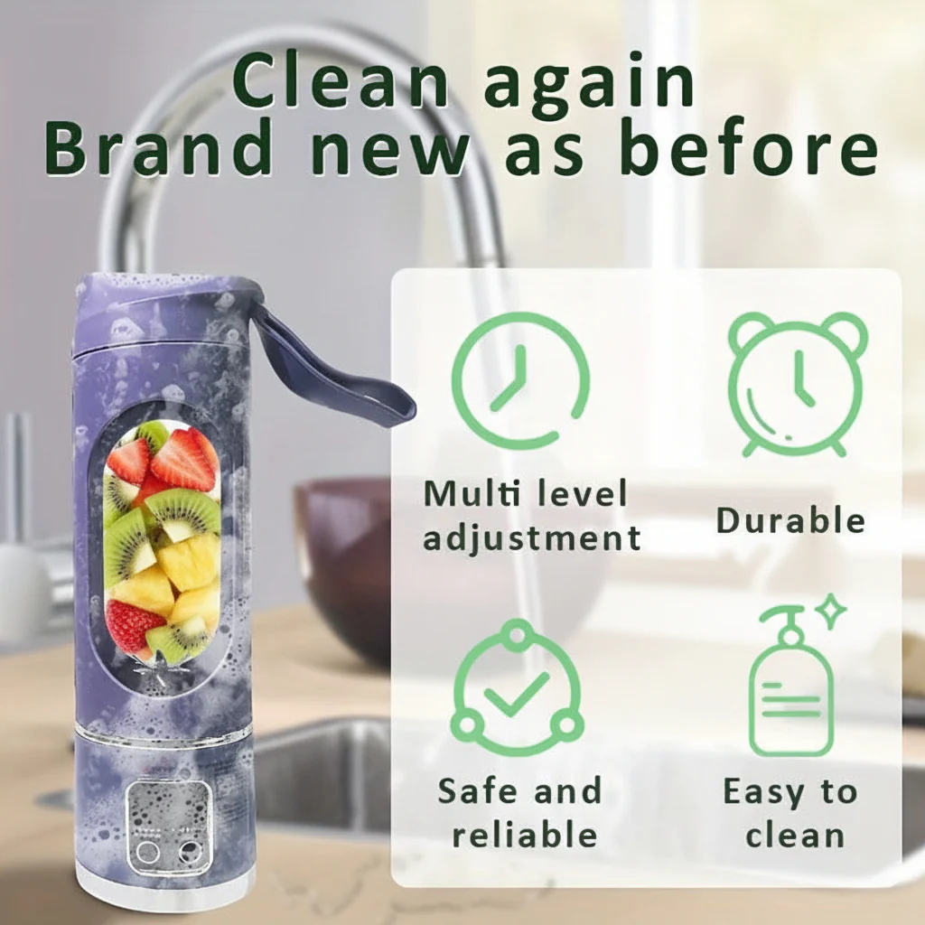 Blender Cup Portable USB Rechargeable Smoothie Juicer Bottle - Image 2