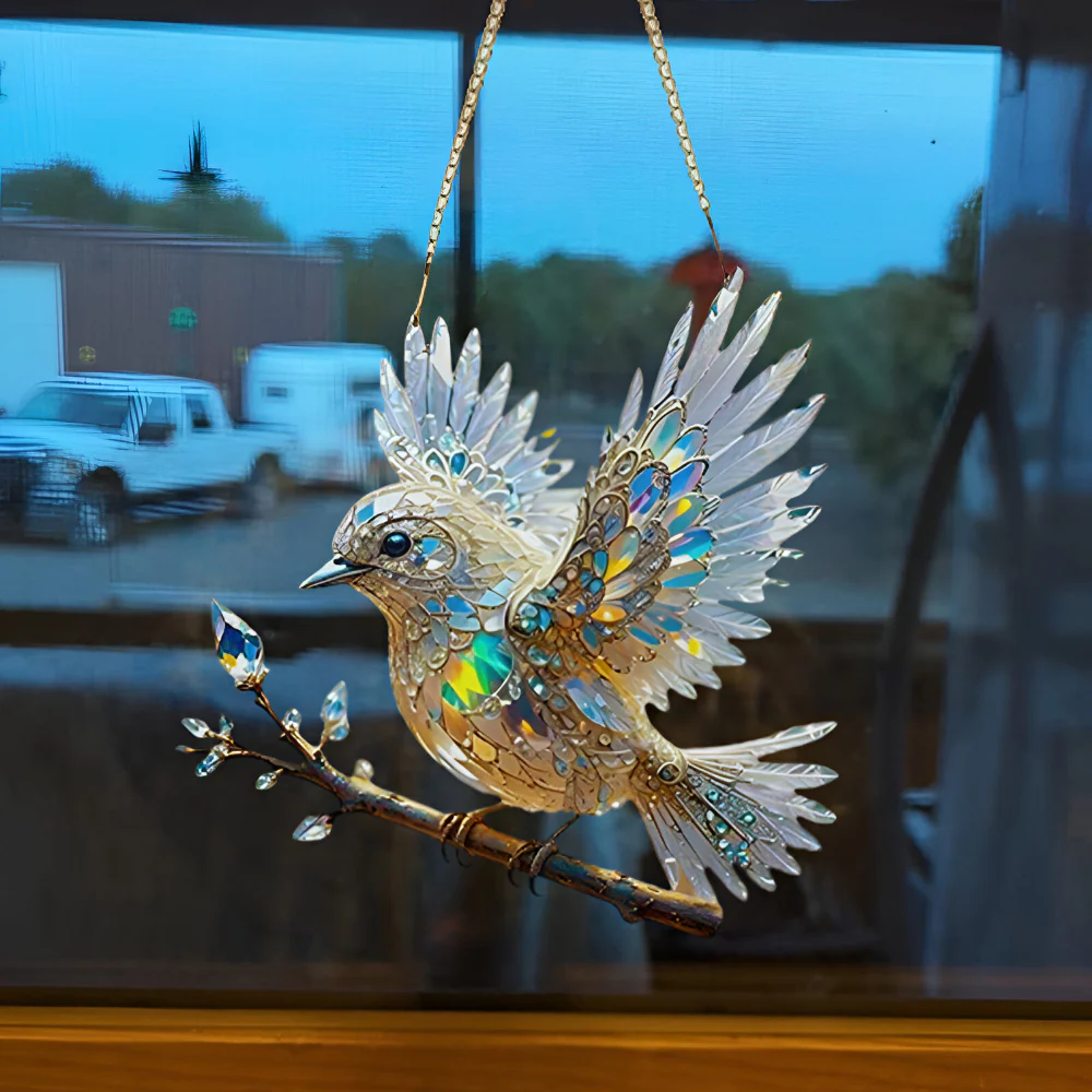 Window Suncatcher Stained Glass Bluebird Acrylic Hanging Decor - Image 3