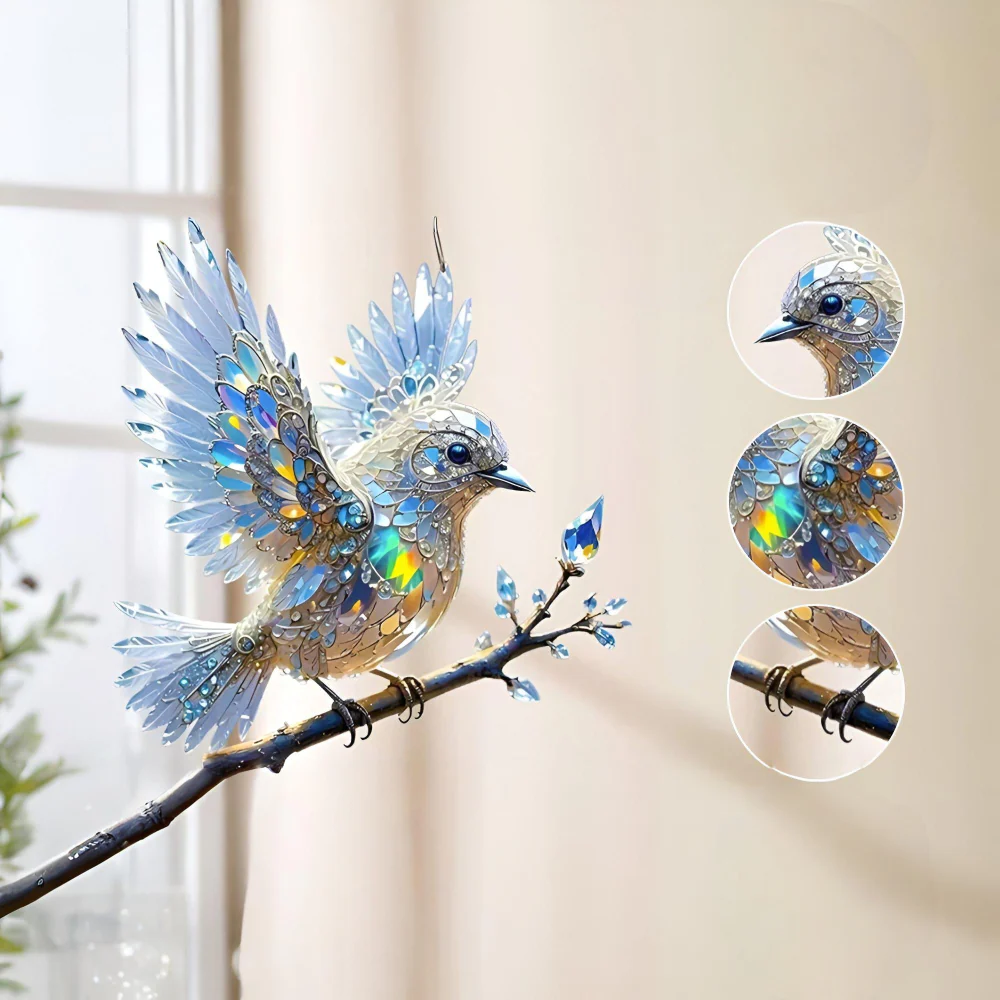 Window Suncatcher Stained Glass Bluebird Acrylic Hanging Decor - Image 8