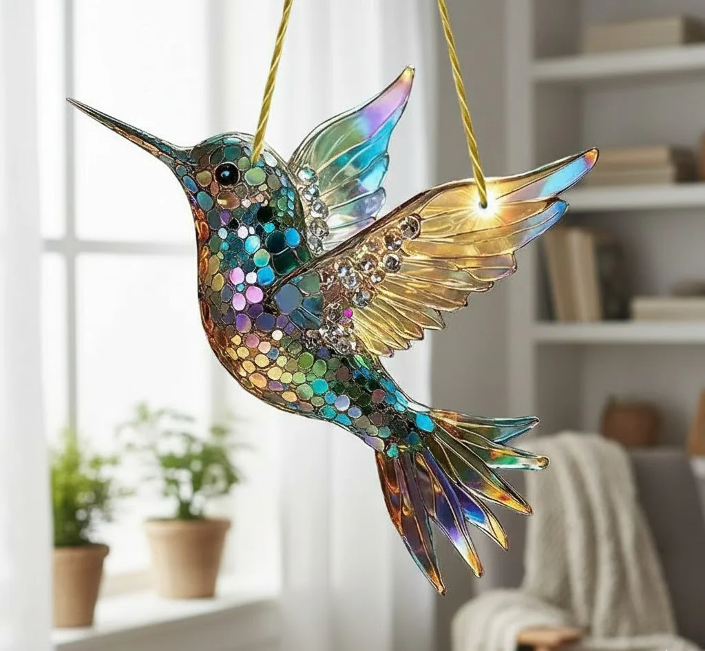 Window Suncatcher Stained Glass Bluebird Acrylic Hanging Decor - Image 9