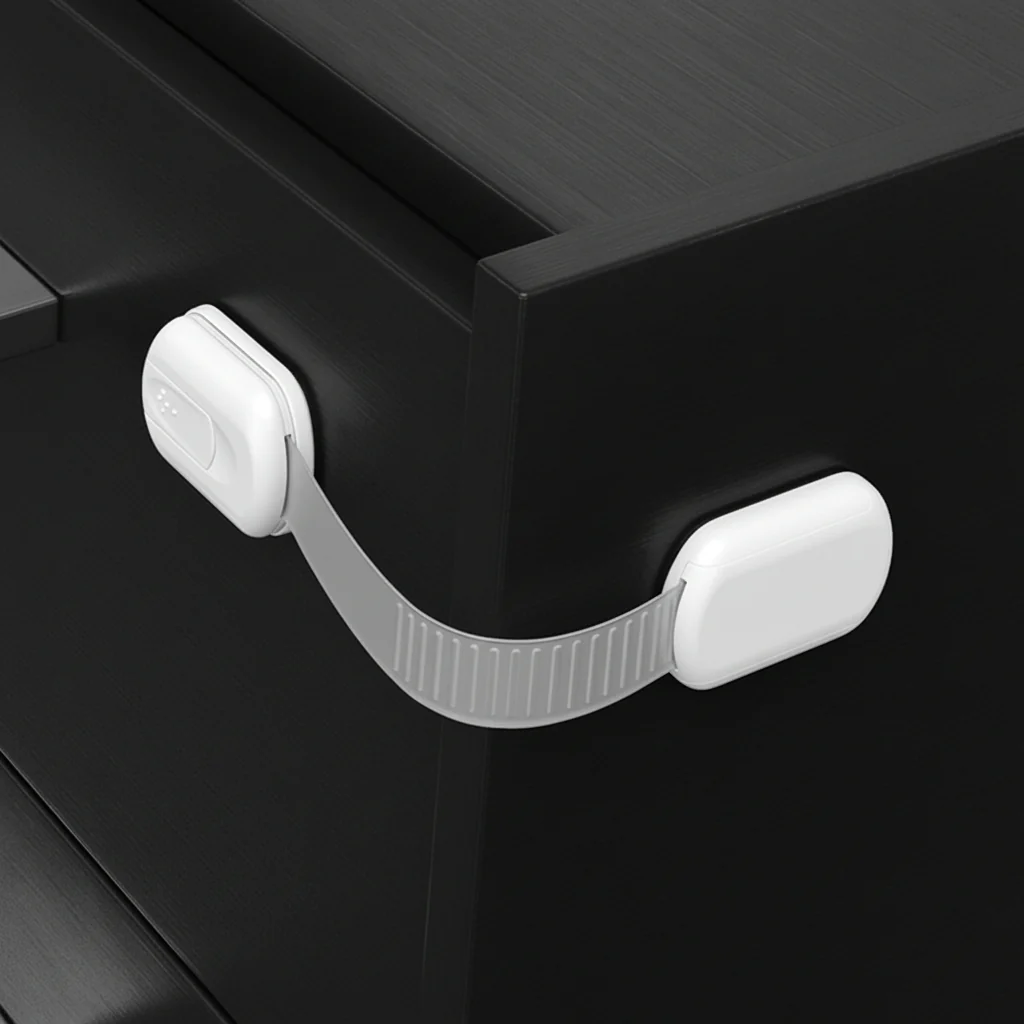 Cabinet Locks Child Safety Adhesive Strap Lock Drawer Door - Image 6