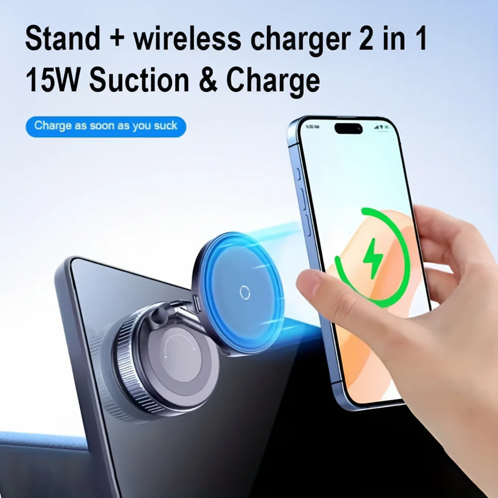 Car Charger Phone Mount Magnetic Aluminum Dashboard Holder - Image 2