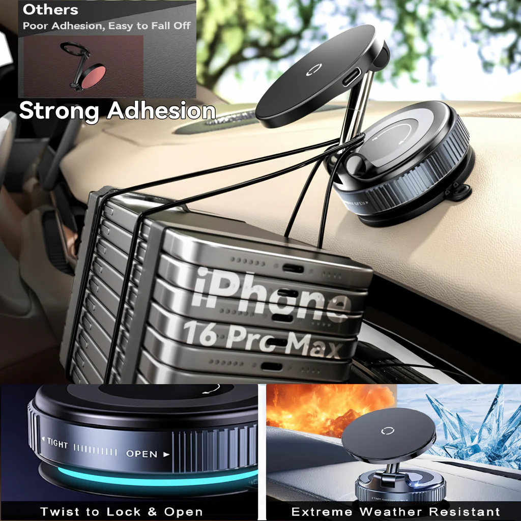 Car Charger Phone Mount Magnetic Aluminum Dashboard Holder - Image 4