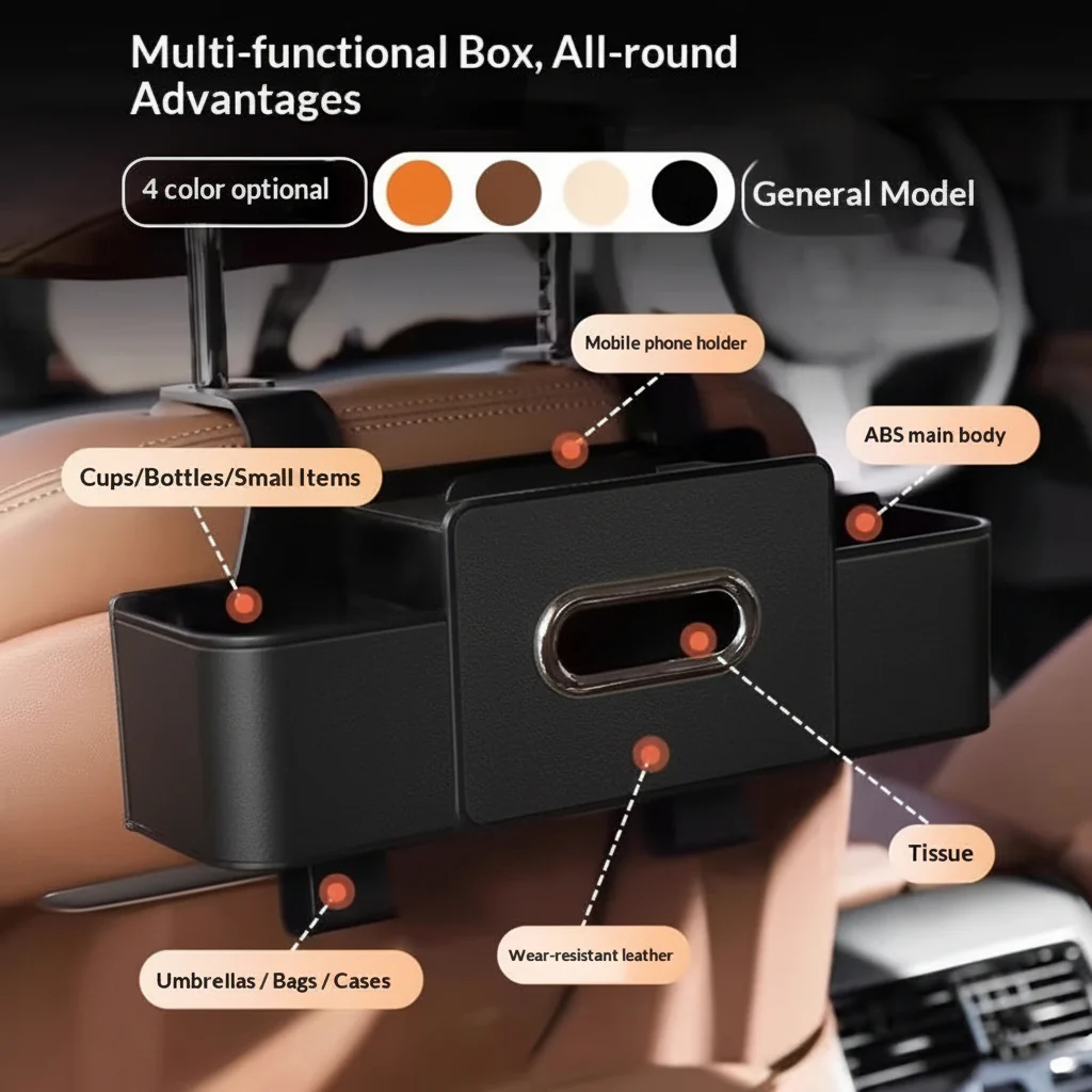 Car Organizer Seat Back Storage Box Cup Holder Multifunctional - Image 4