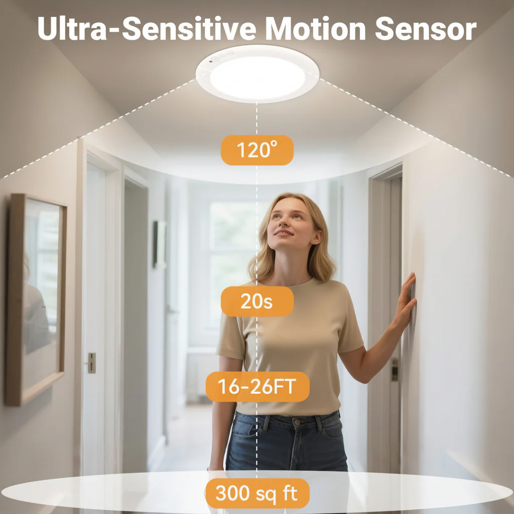 Ceiling Light Motion Sensor Rechargeable LED Flush Mount Lamp - Image 6