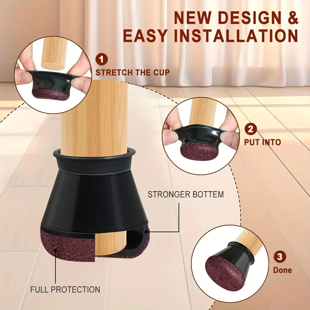 Chair Leg Floor Protectors Silicone Anti Scratch Furniture Caps - Image 4