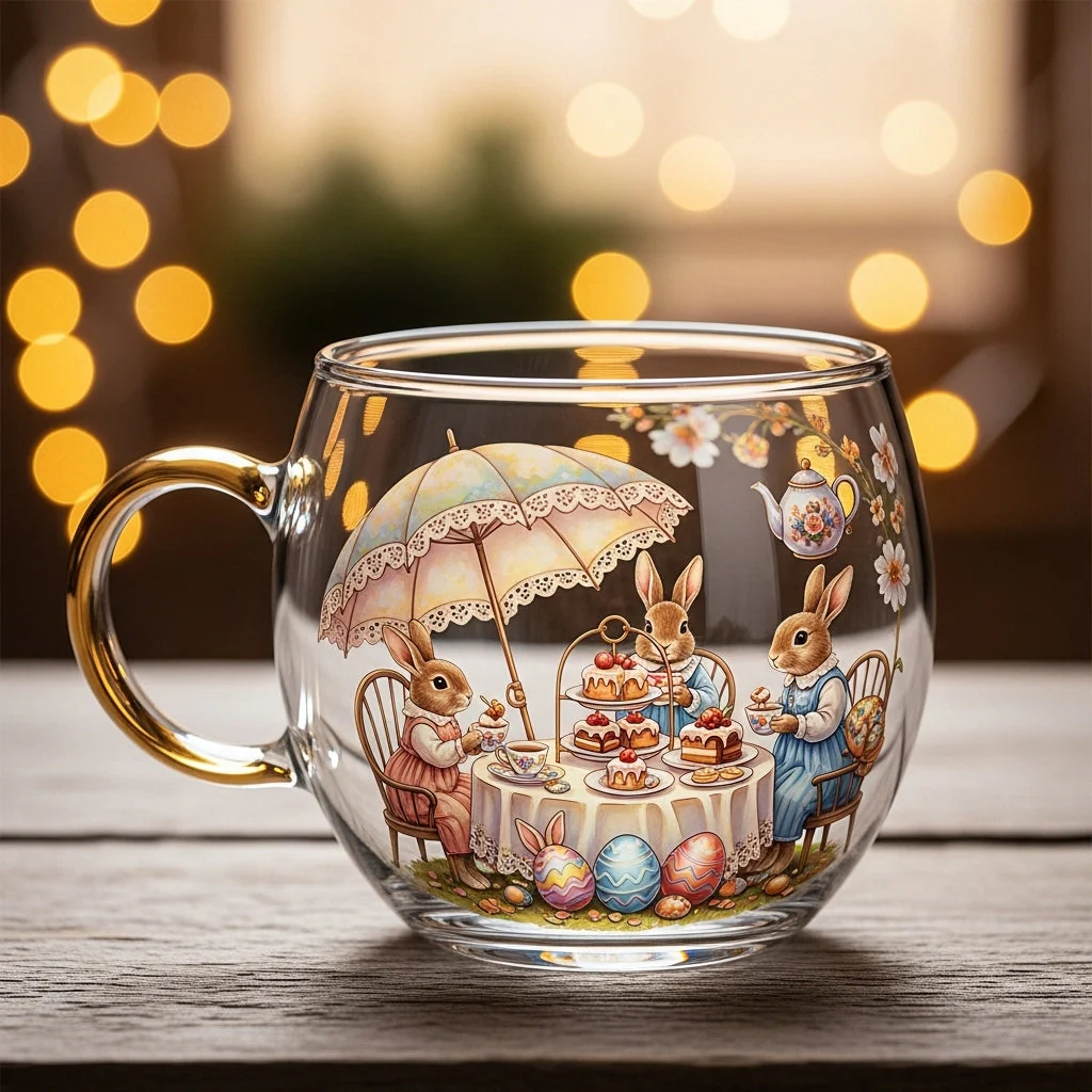 Christmas Glass Mug Winter Motifs Festive Hot Beverage Cup - Image 7