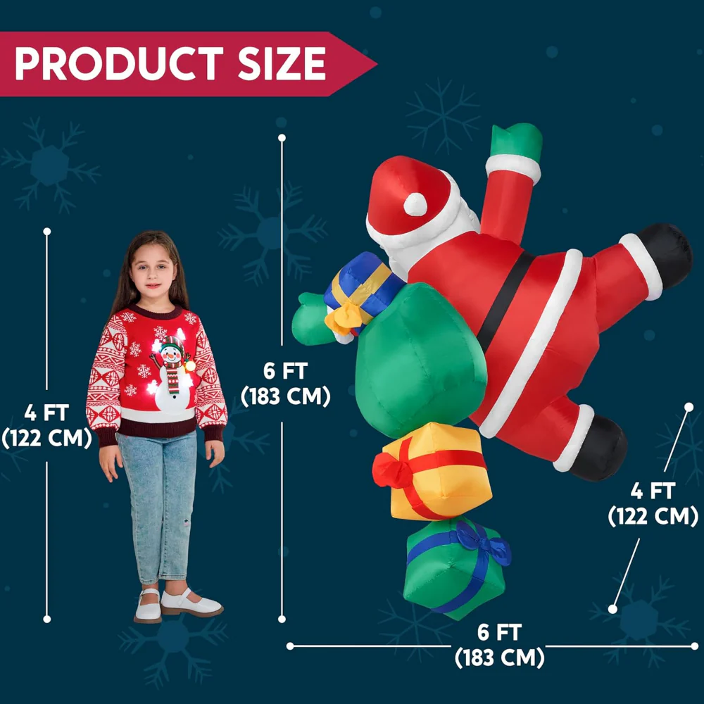 Christmas Inflatable Climbing Santa LED Lighted Outdoor Decoration - Image 5