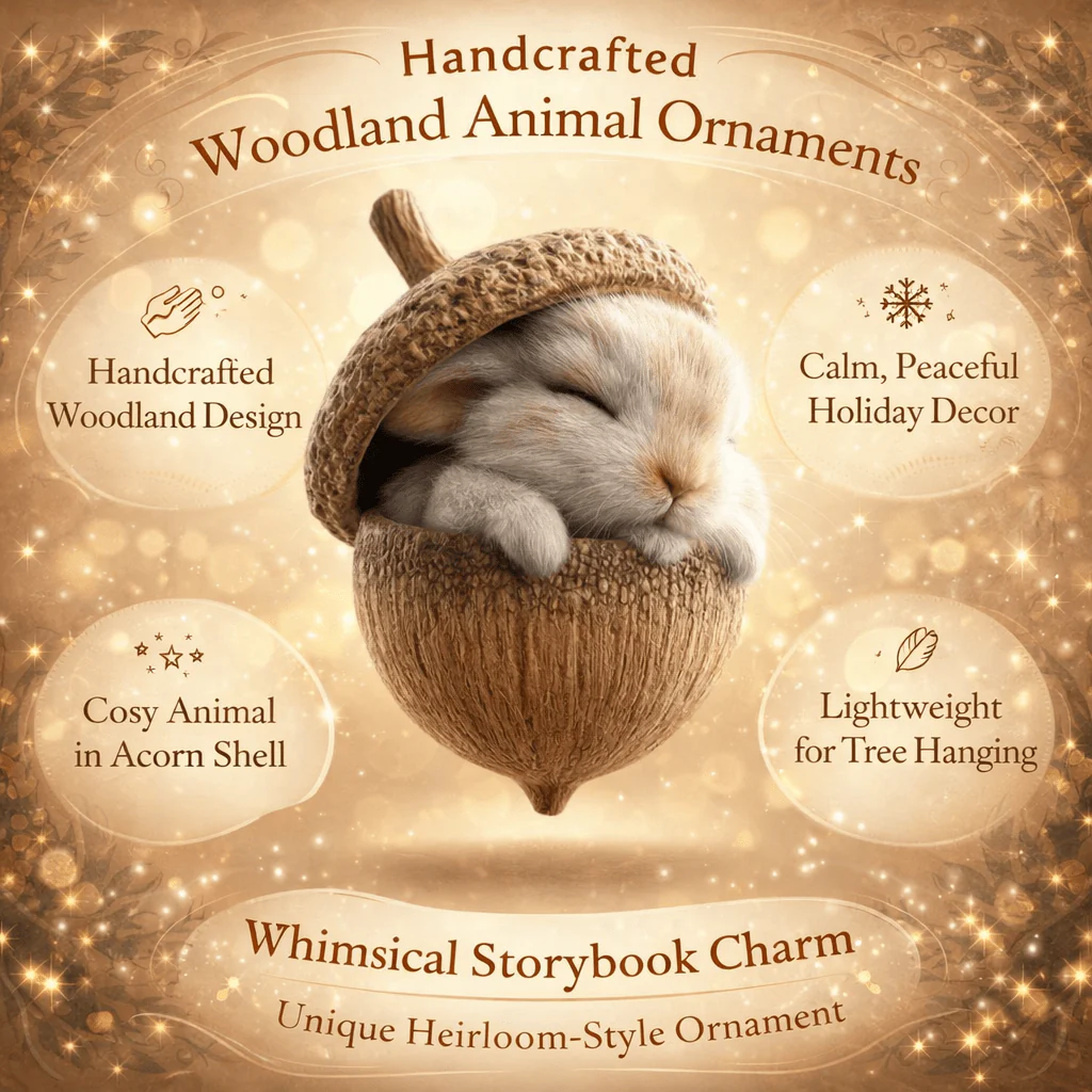 Christmas Tree Ornaments Handcrafted Woodland Animal Acorn Decorations - Image 4