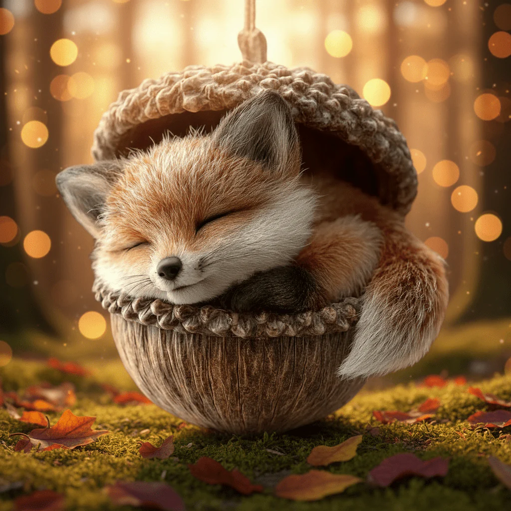Christmas Tree Ornaments Handcrafted Woodland Animal Acorn Decorations - Image 6