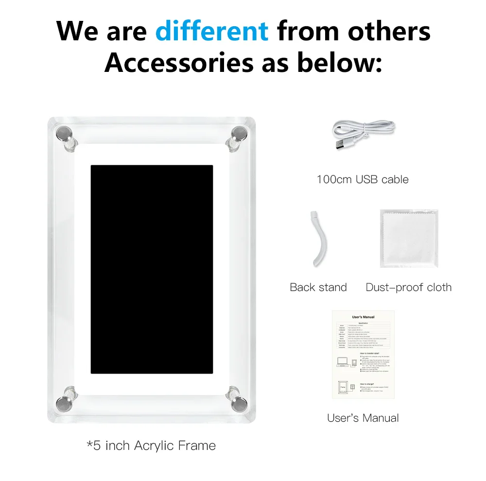 ClearFrame | Acrylic Digital Photo Frame | Portable IPS Display with Built-in Battery - Image 3
