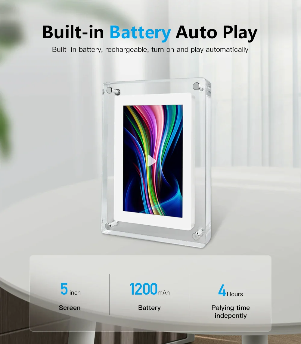 ClearFrame | Acrylic Digital Photo Frame | Portable IPS Display with Built-in Battery - Image 8