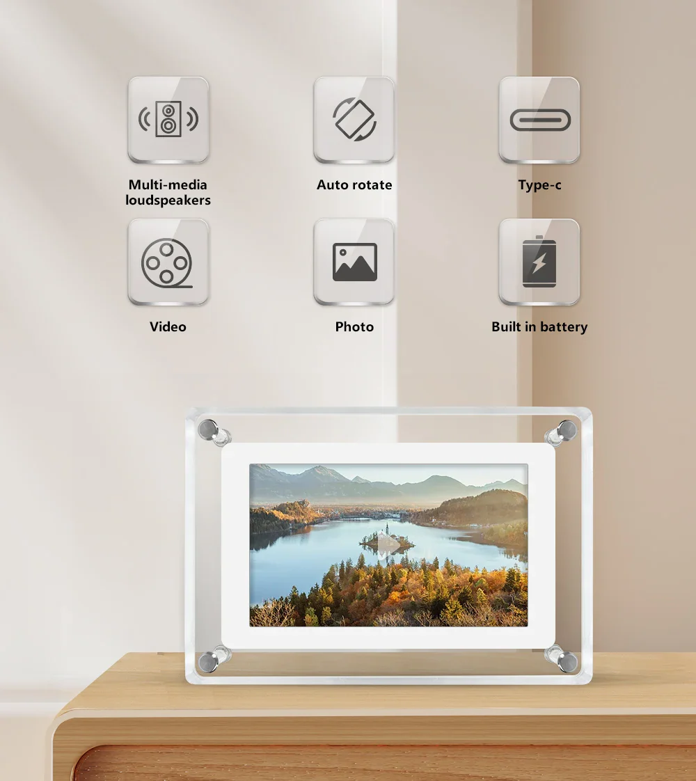 ClearFrame | Acrylic Digital Photo Frame | Portable IPS Display with Built-in Battery - Image 9