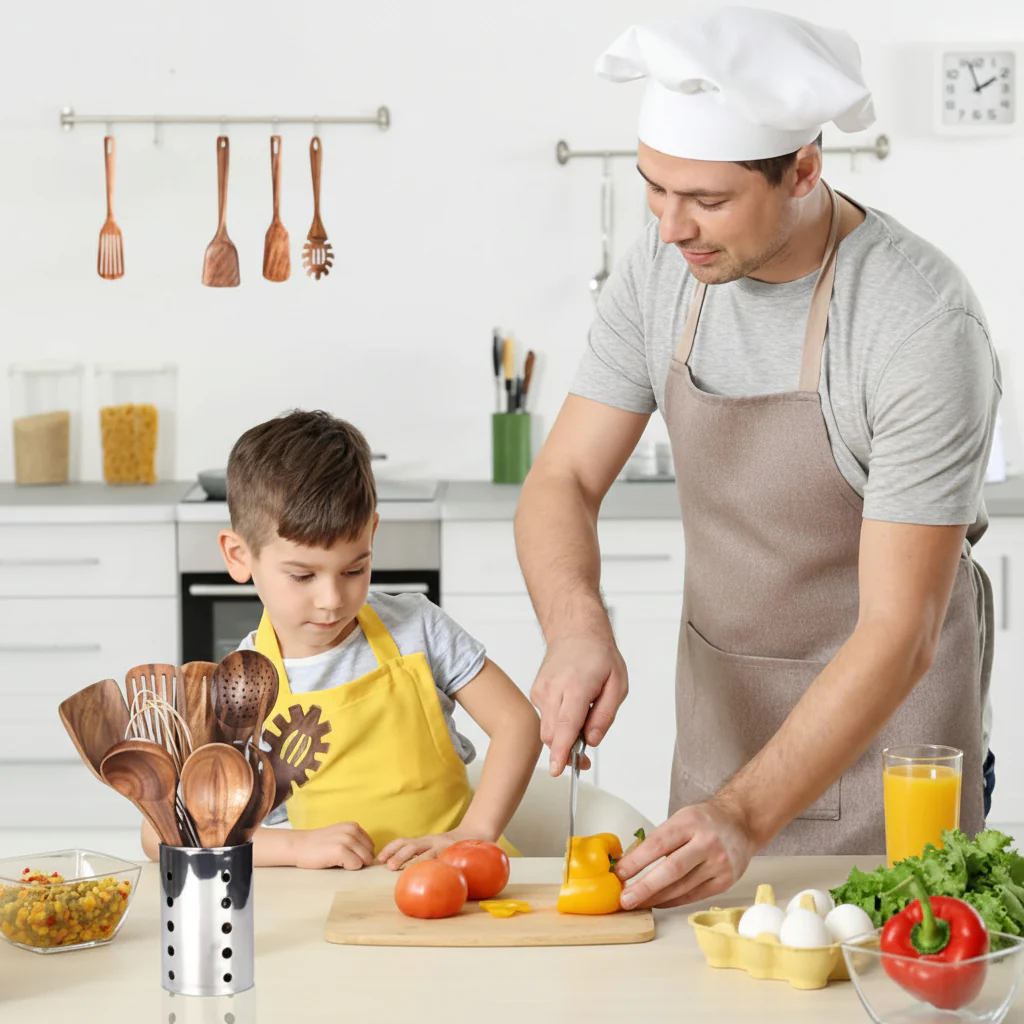 Cooking Utensils Wooden Set Non Scratch Heat Resistant Kitchen Tools - Image 3