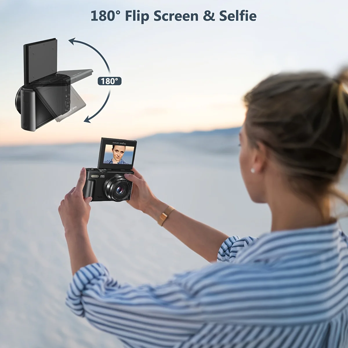 Digital Camera 4K Compact WiFi Vlogging Camera Flip Screen - Image 3