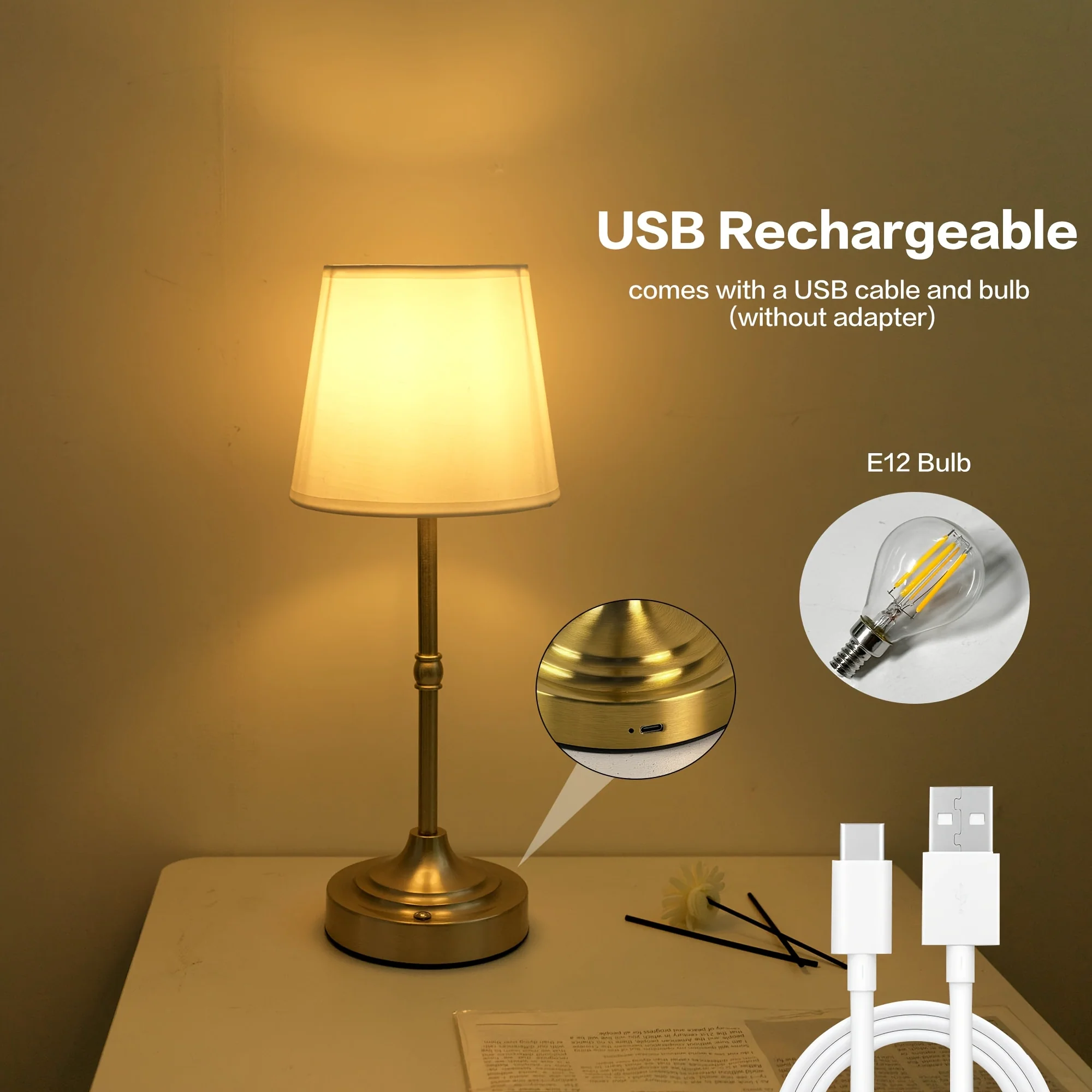 Dimmable Cordless Table Lamp | USB Rechargeable - Image 9