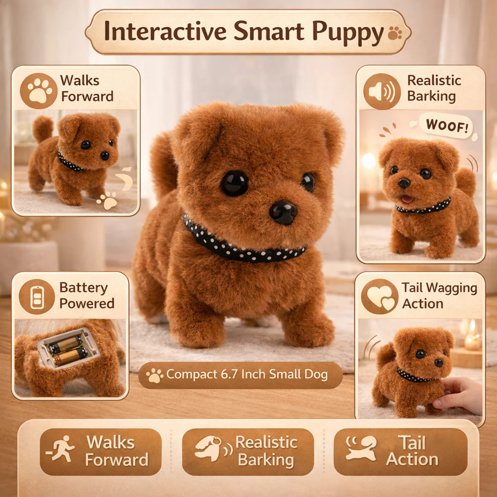 Dog Toy Interactive Puppy Robot Plush Walking Barking Pet - Image 3