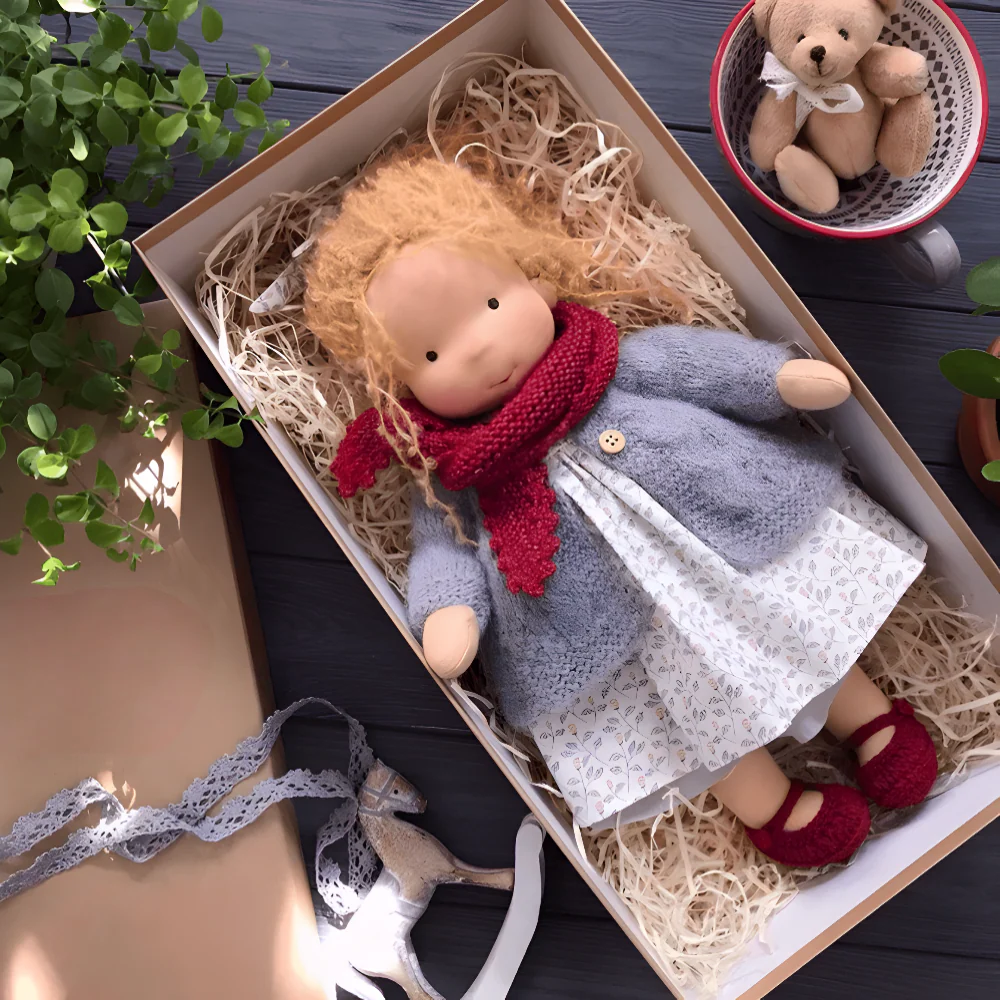 Doll Handmade Fabric Toy Imaginative Play Gift Box - Image 7