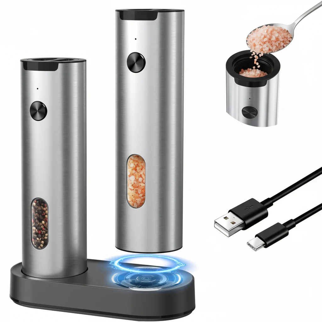 Electric Salt Pepper Grinder Set USB Rechargeable Charging Base ProMax - Image 10