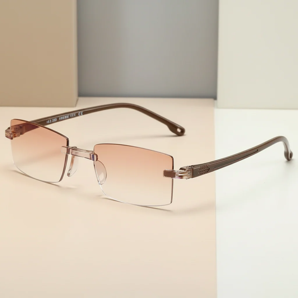 Eyeglasses Progressive Blue Light Blocking Rimless Reading Glasses - Image 2