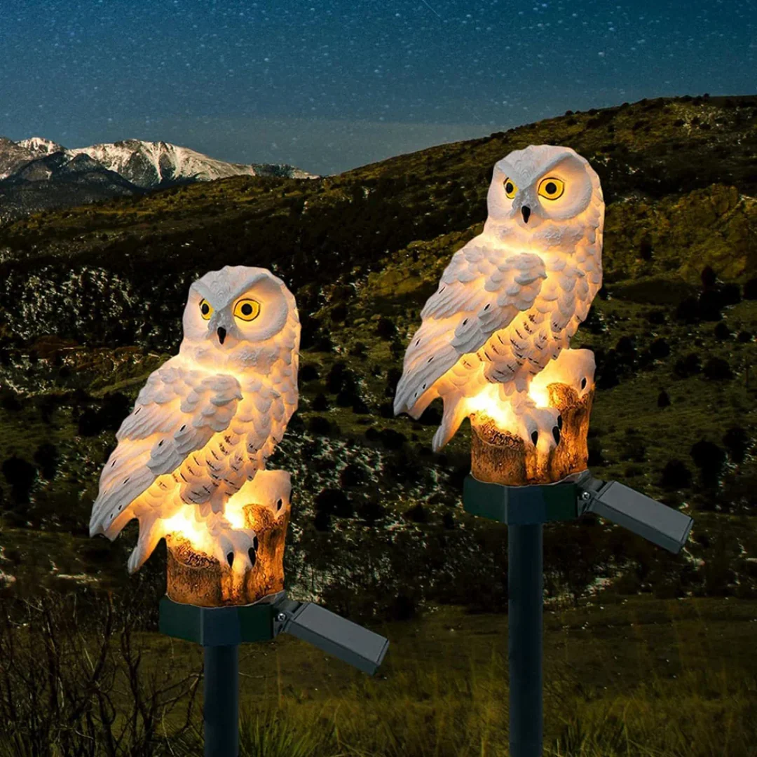Garden Light Solar Owl Outdoor Pathway Stake Lamp - Image 3