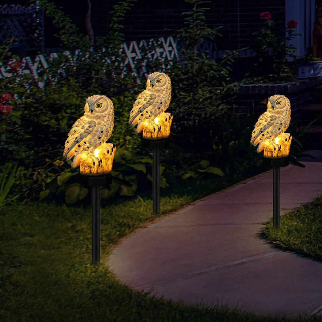 Garden Light Solar Owl Outdoor Pathway Stake Lamp - Image 5
