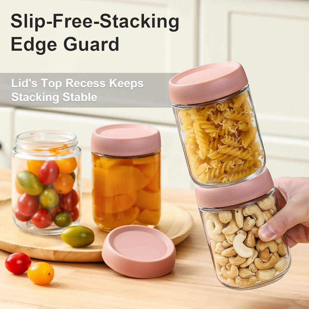 Glass Food Storage Jars Airtight Stackable Kitchen Containers Set - Image 8