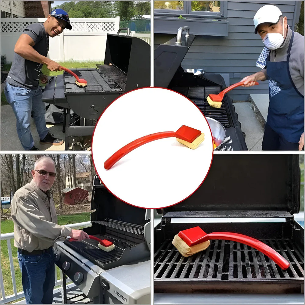 Grill Cleaning Brush Steam Scrub Pad Long Handle BBQ Cleaner - Image 5