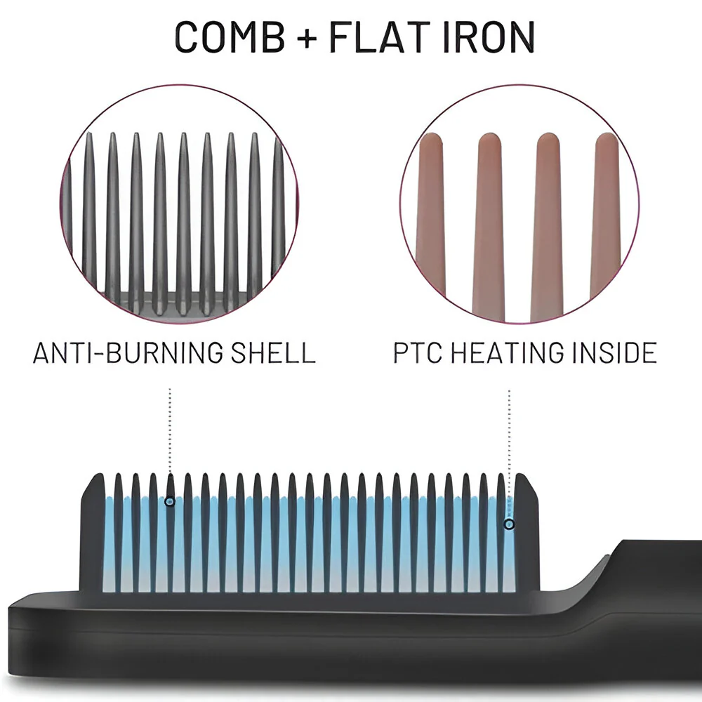 Hair Straightening Comb Heated Styling Brush Tool - Image 14
