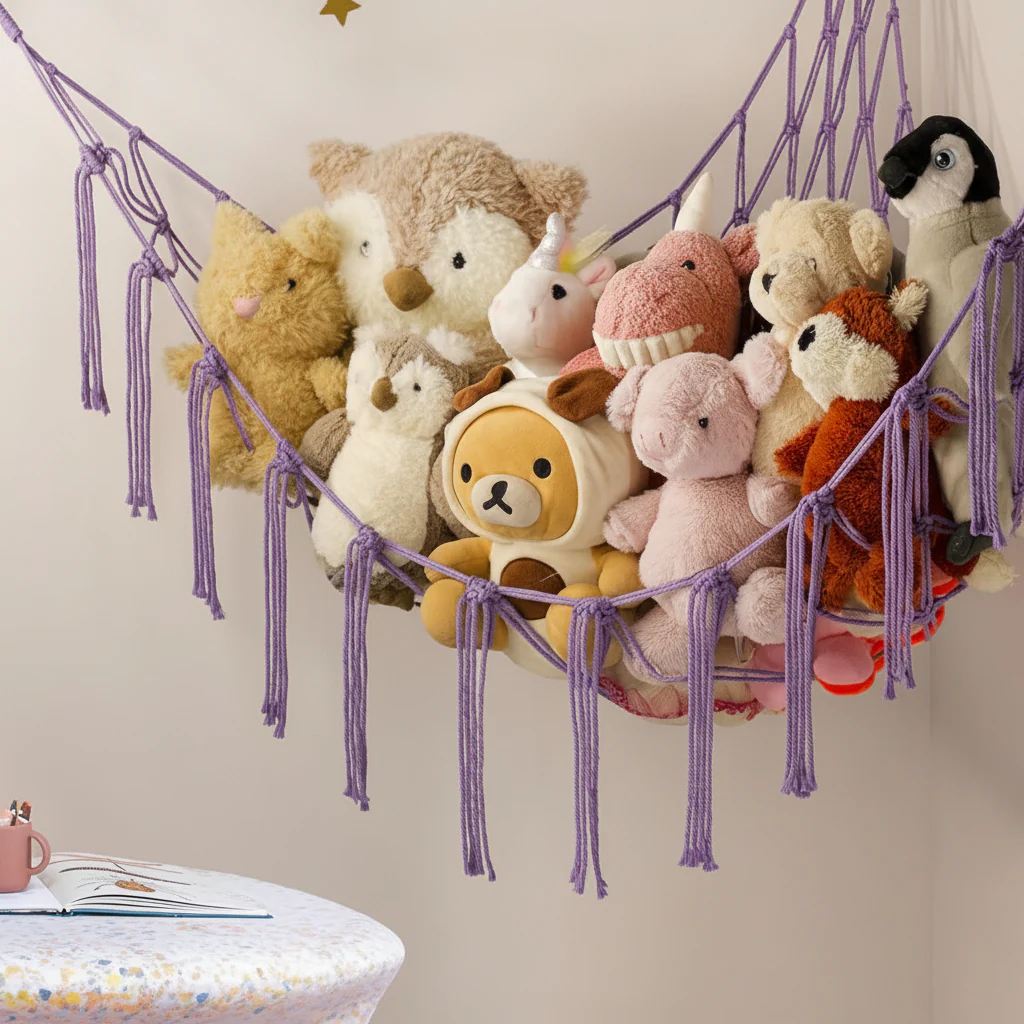 Hanging Toy Storage Hammock Macrame Organizer Stuffed Animals Decor - Image 13