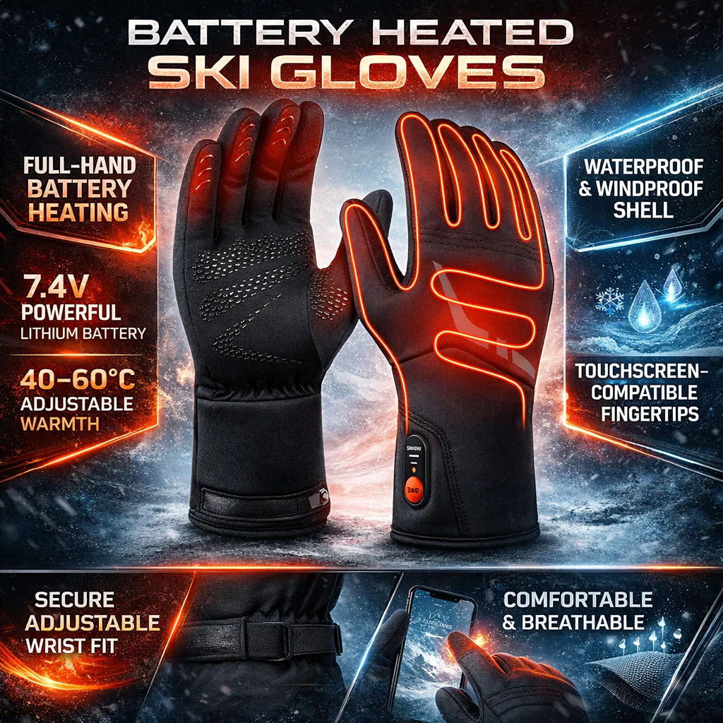Heated Gloves Battery Powered Waterproof Touchscreen Winter Gloves - Image 4