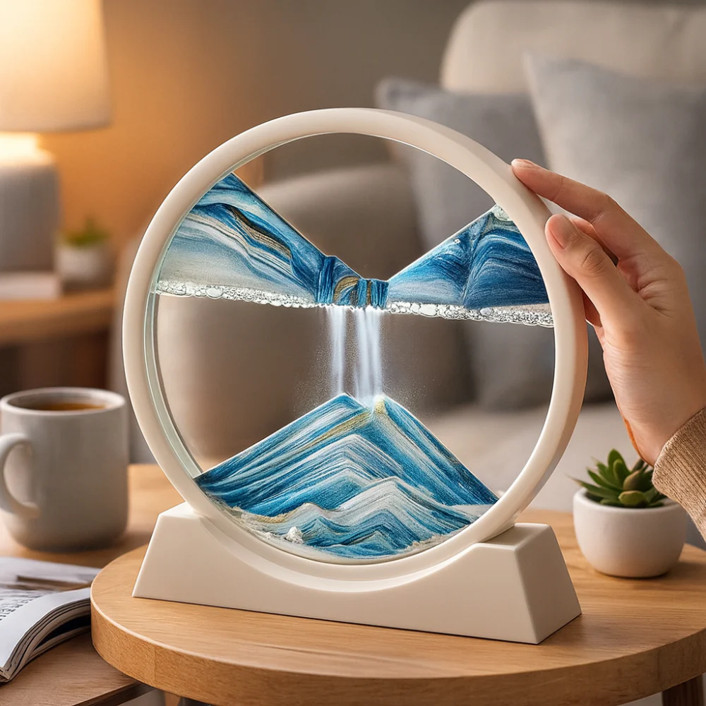 Home Decor Sand Art Moving Glass Display Table Sculpture - Image 3