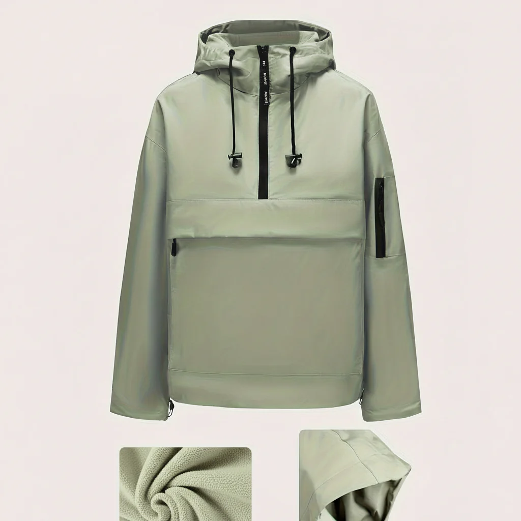 Hooded Jacket Casual Pullover Zipper Pocket - Image 4