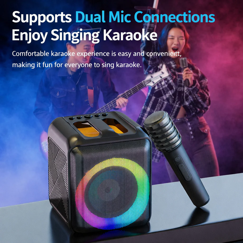 Karaoke Machine Bluetooth Portable Speaker Wireless Microphones - Image 8