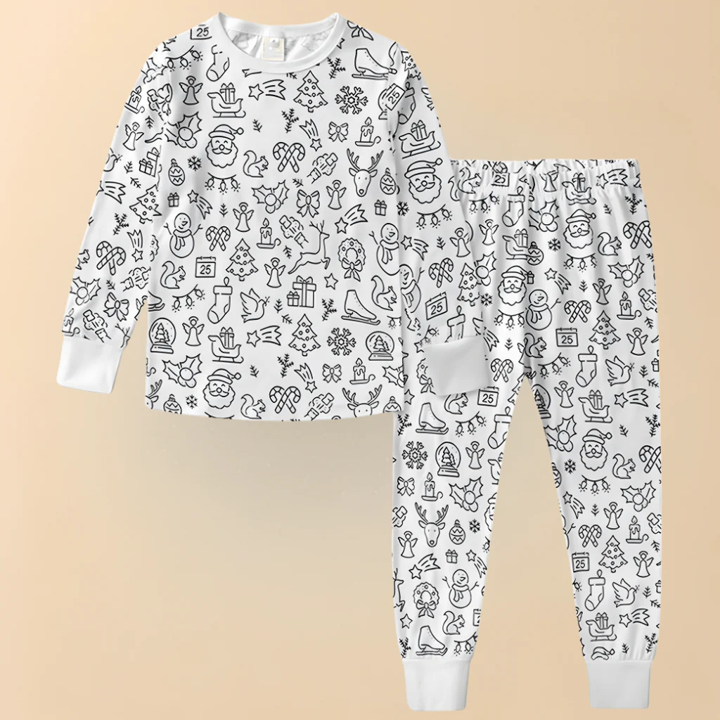 Kids Pajamas Creative Christmas Coloring Set Children - Image 3