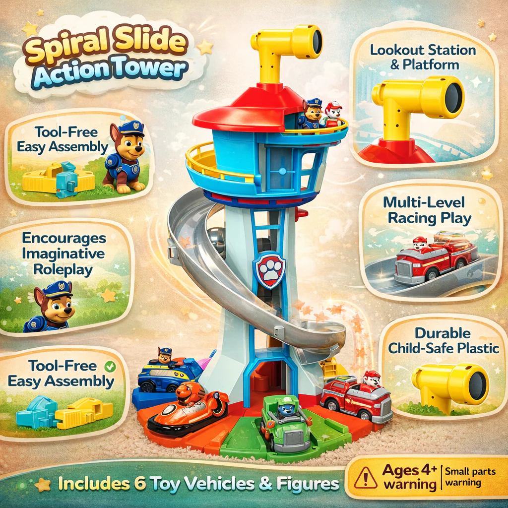 Kids Playset Slide Tower Toy Cars Activity Set - Image 5