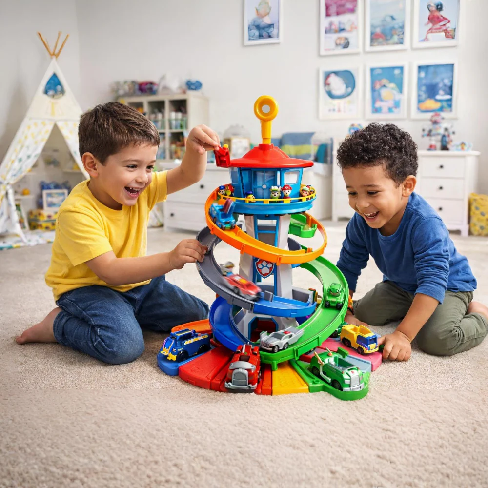 Kids Toy Car Slide Tower Racing Track Playset - Image 2