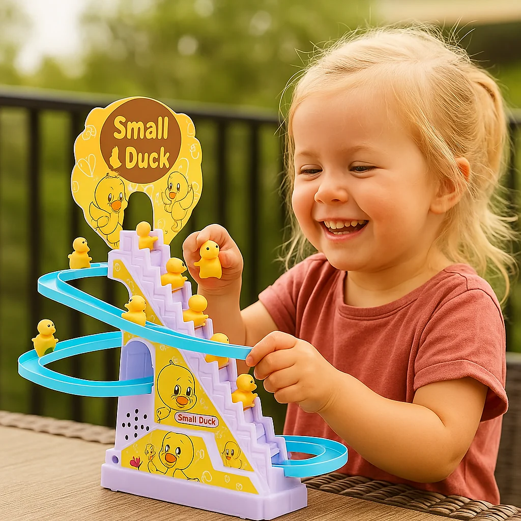 Kids Toy Duck Slide Interactive Music Light Playset - Image 2