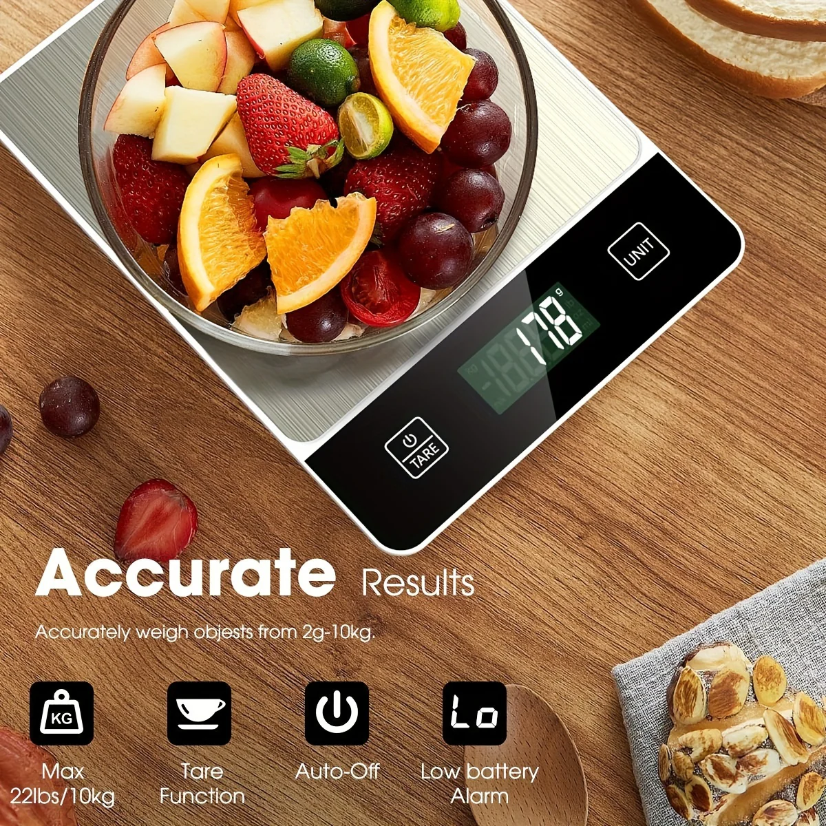 Kitchen Scale Digital Stainless Steel 22lb Food Measuring Scale - Image 5