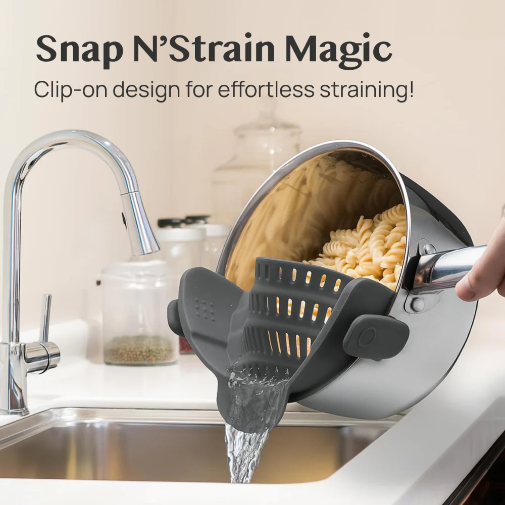 Kitchen Strainer Clip Style Pot Pasta Colander Silicone - Image 10