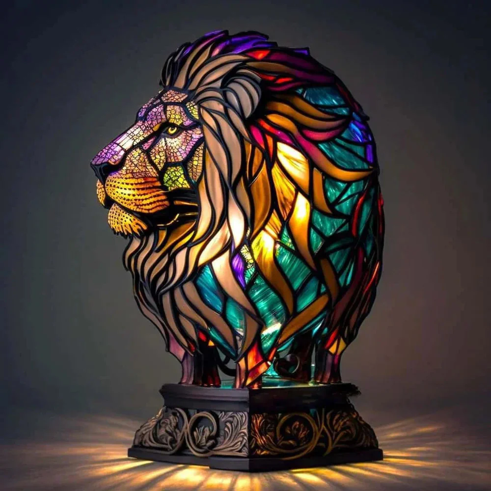 Lamp Stained Glass Animal Table Accent Light Sculpture - Image 3