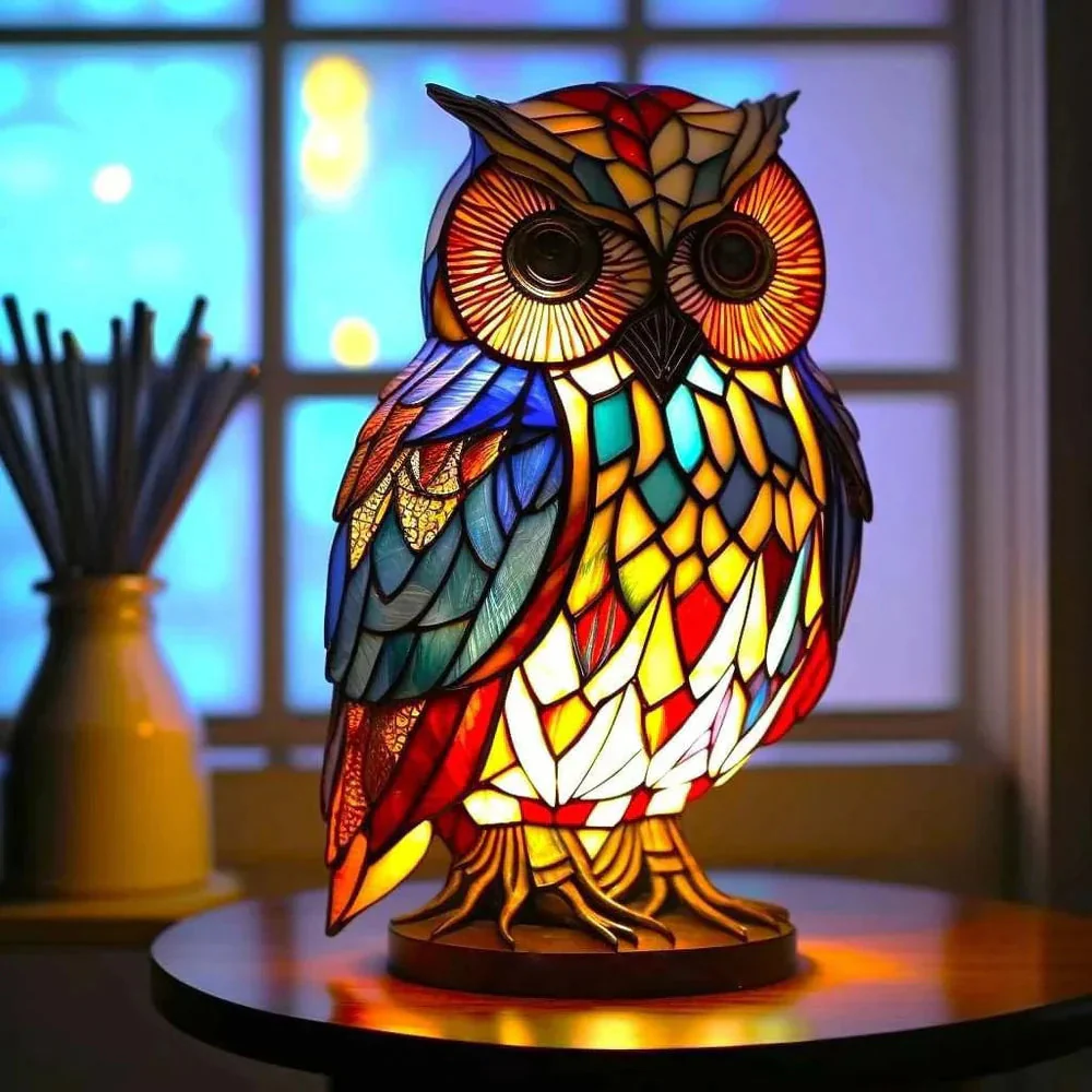 Lamp Stained Glass Animal Table Accent Light Sculpture - Image 6