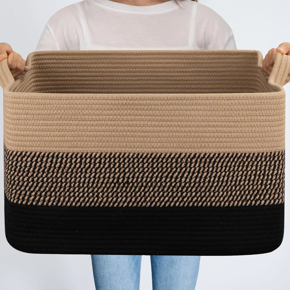 Laundry Basket Large Rope Rectangular Storage Handles - Image 4