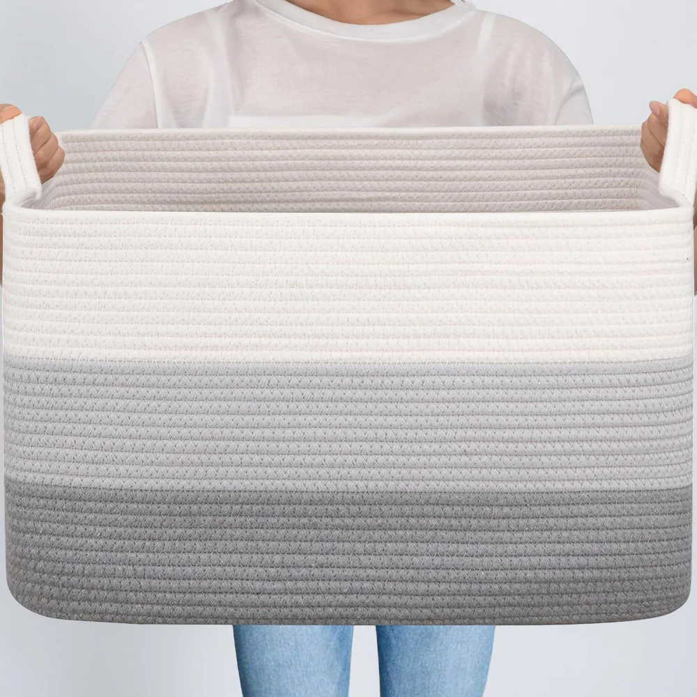 Laundry Basket Large Rope Rectangular Storage Handles - Image 8