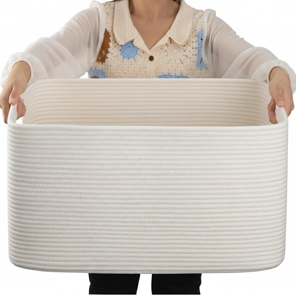 Laundry Basket Large Rope Rectangular Storage Handles - Image 9