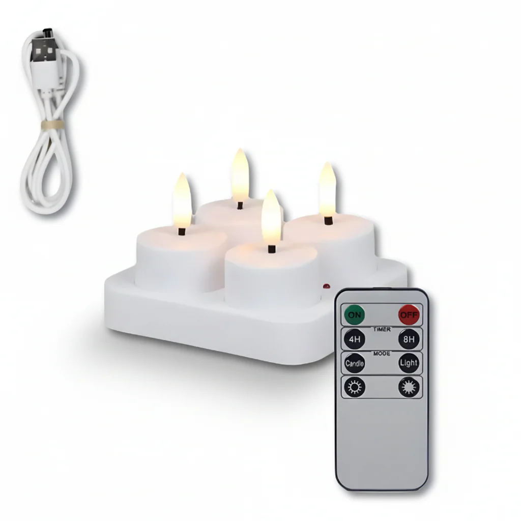 LED Candles Flameless Set Remote Timer USB Rechargeable - Image 2